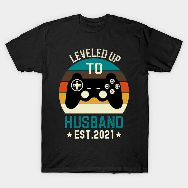 Leveled Up to Husband Est 2021 T-Shirt by DragonTees